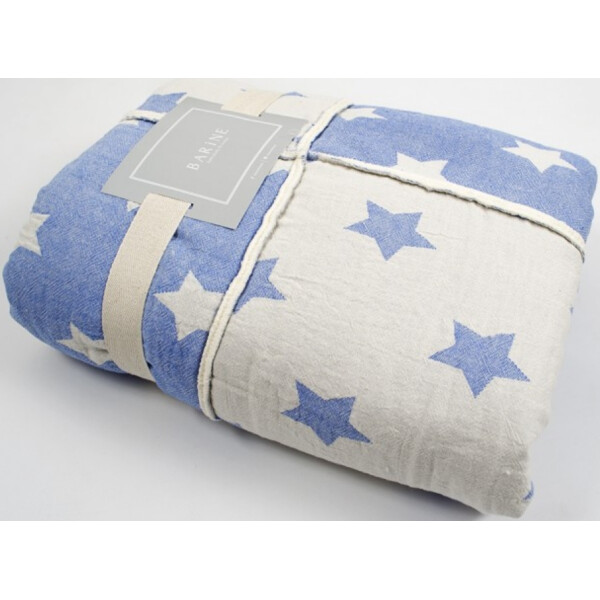 

Плед микроплюш Barine - Star Patchwork throw blue голубой 130*170