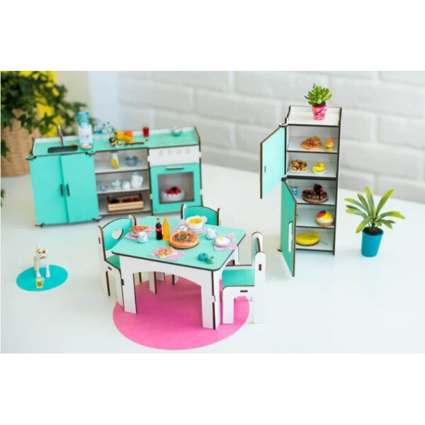 

Мебель для кукольного домика Barbie NestWood Кухня мятная (kmb004m)