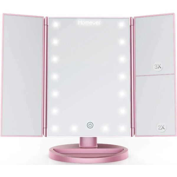 

Косметическое зеркало для макияжа тройное с подсветкой LED Magnifying Mirror X2X3 180 10027 G