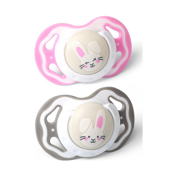 

Силиконовая симметричная пустышка Зайчики 3-6 мес. 2шт. BabyOno (1224/03)