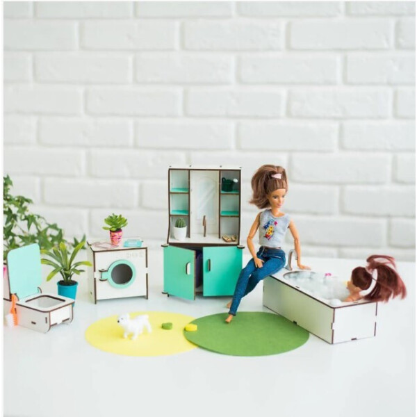 

Мебель для кукольного домика Barbie NestWood Ванная мятная (kmb001m)