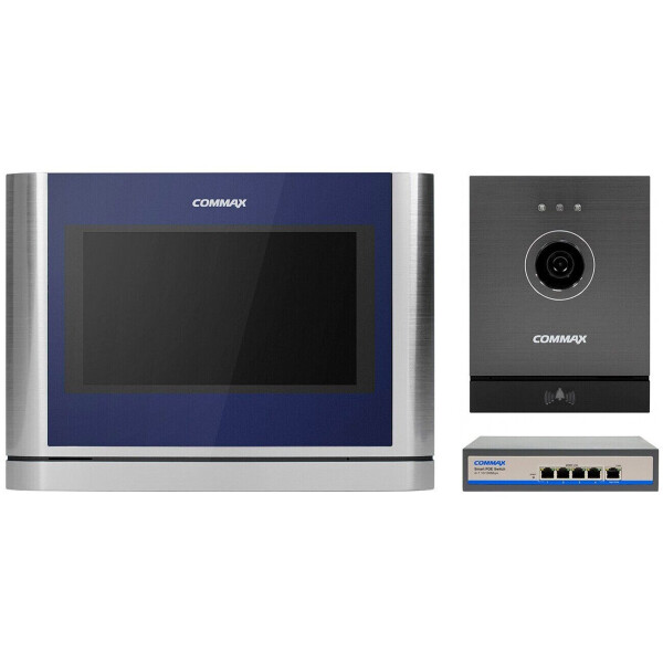 

Комплект видеодомофона Commax CIOT-700M + CIOT-D20M (A) c коммутатором на 4 порта Blue