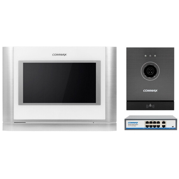

Комплект видеодомофона Commax CIOT-700M + CIOT-D20M (A) c коммутатором на 8 портов White