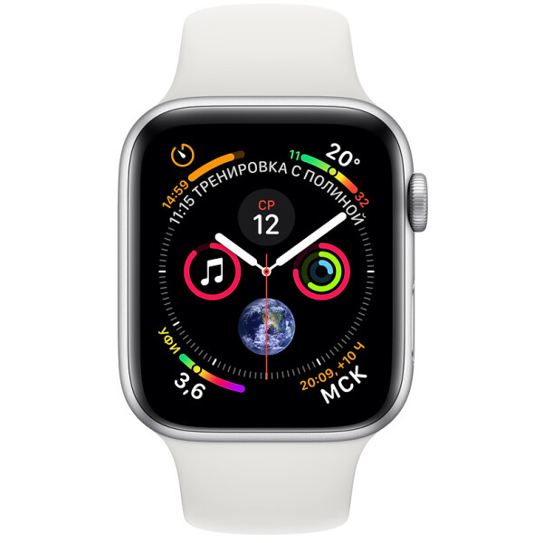 

Apple Watch Series 4 + LTE 40mm Stainless Steel Case with White Sport Band (MTVJ2/MTUL2)