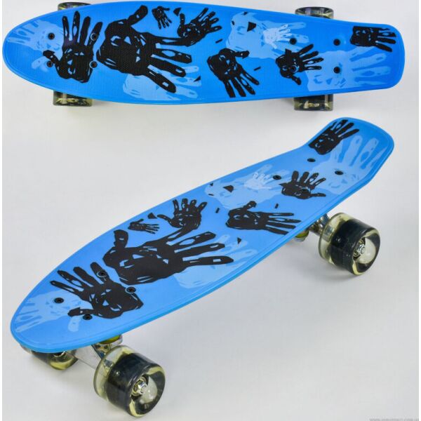 

Пенни борд скейт маленький лонгборд детский скейтборд Best Board Р 13222, доска 55 см, колёса полиуритановые светятся для фрирайда Голубой