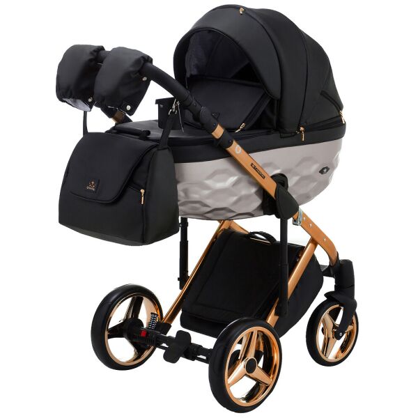 

Коляска 2 в 1 Adamex Chantal Star Polar (Pink Gold) кожа 100% Star 101