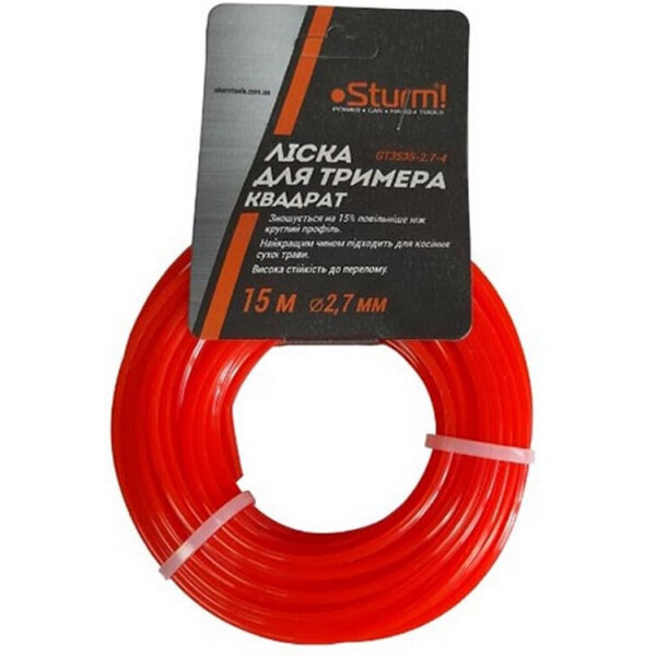 

Леска для триммера Sturm квадрат 2,7 мм 15 м GT3535-2.7-4