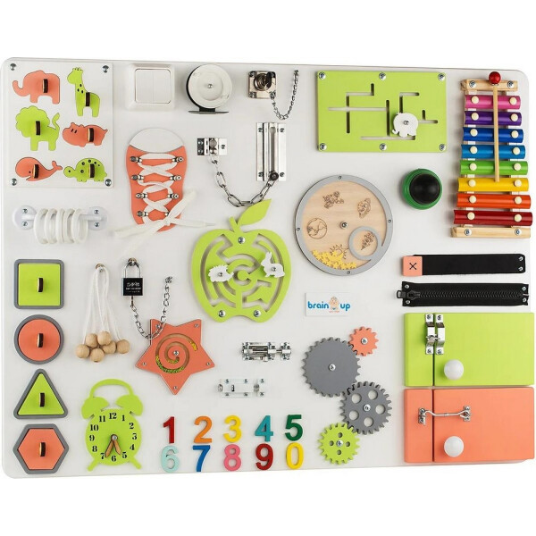 

Бизиборд BrainUp Smart Busy Board доска из 35 деталей XL 60*80 см (SUN6006_1)