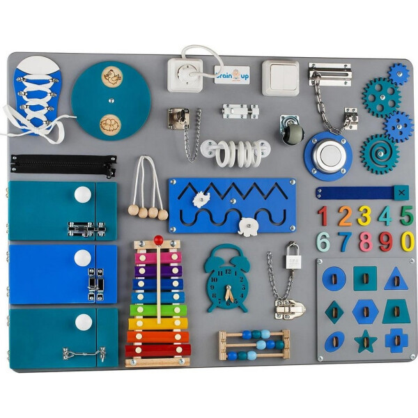 

Бизиборд BrainUp Smart Busy Board доска из 35 деталей XL 60*80 см (SUN6006_3)