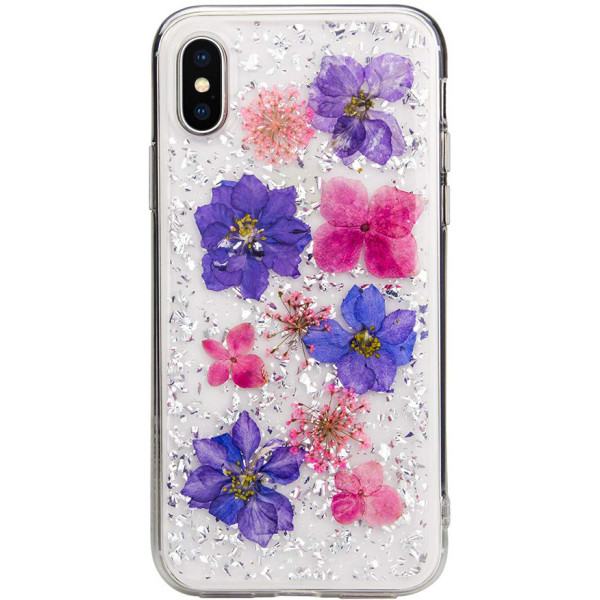 

Чехол SwitchEasy Flash Violet прозрачный с цветами для iPhone XS Max