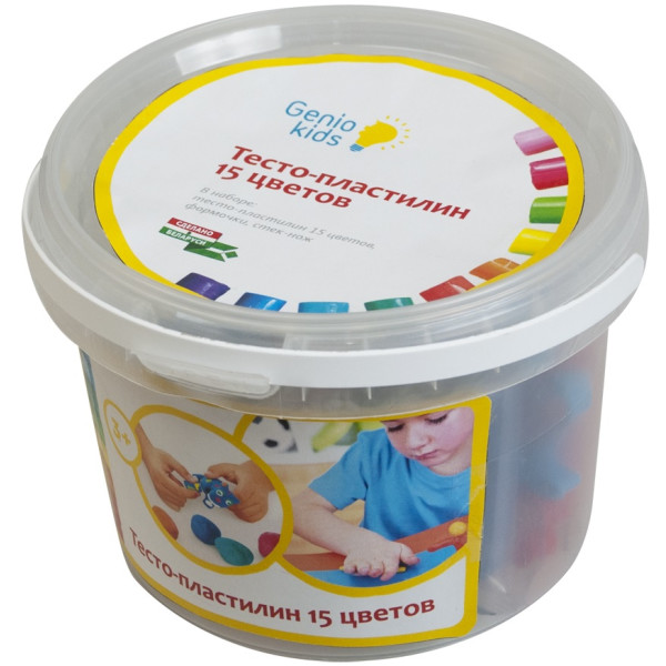 

GENIO KIDS Набор для детской лепки Тесто-пластилин 15 цветов (TA1066V)