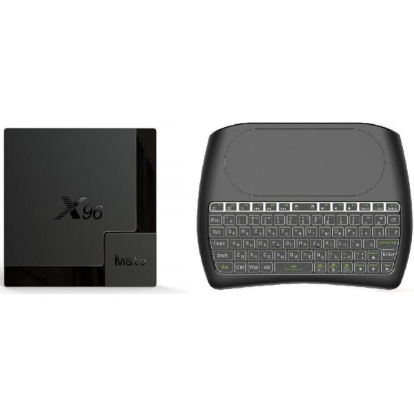 Акція на Медиаплеер X96 MATE 4гб 64Гб Allwinner H616 Андроид 10 + D8 Vontar беспроводная клавиатура с подсветкой и тач панелью від Allo UA