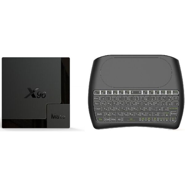 

Медиаплеер X96 MATE 4гб 32Гб Allwinner H616 Андроид 10 + D8 Vontar беспроводная клавиатура с подсветкой и тач панелью