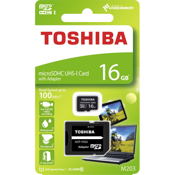 

Карта памяти Toshiba M203 microSDHC UHS-I 16GB class10+SD адаптер (THN-M203K0160EA)