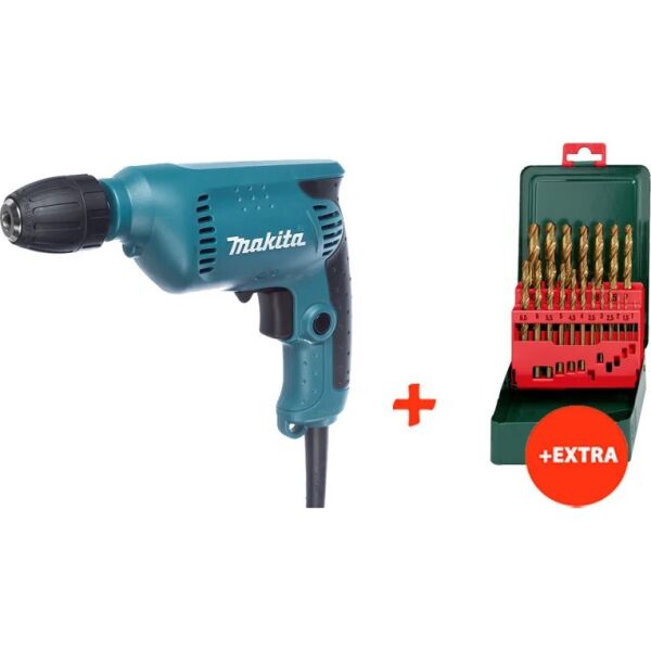 

Дрель безударная Makita 6413 + набор сверл по металлу HSS-TiN Promotion (19 шт.) (6413X)