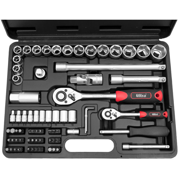 

Набор инструментов Ultra CrV 1/4" 1/2" с аксессуарами 72 шт в кейсе (6003112)