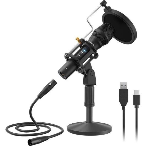 

Динамический XLR/USB микрофон Maono AU-HD300T c поп-фильтром (Черный)