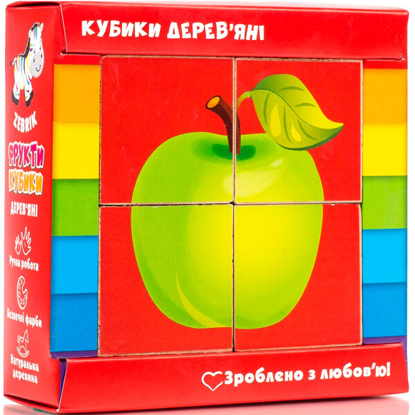 

Деревянные кубики Vladi Toys Фрукты ZB1001-04 (укр)