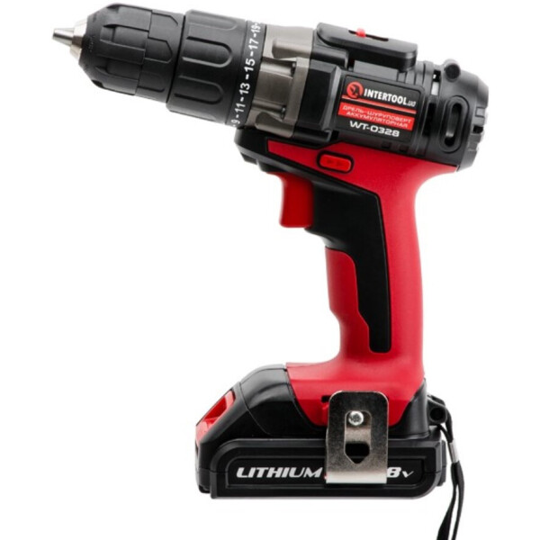

Дрель-шуруповерт аккумуляторная, Li-Ion 18В INTERTOOL WT-0328