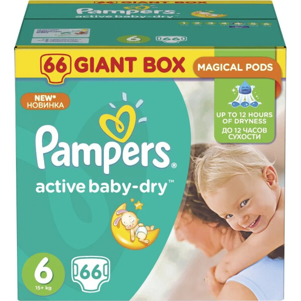 

Подгузники Pampers Active Baby-Dry 6 (15+ кг), 66 шт