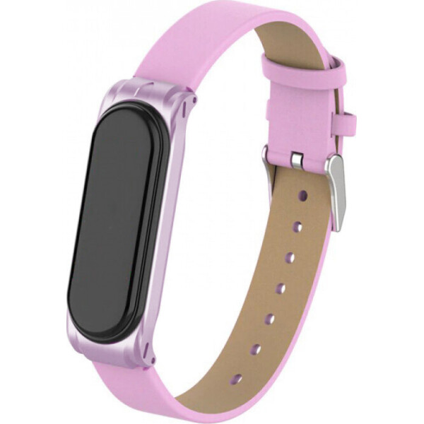 

Ремешок для фитнес-браслета Xiaomi Mi Band 3 / 4 (кожаный) (Pink) (787295)