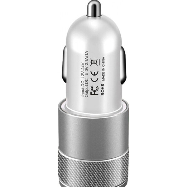 

Автомобильное зарядное устройство Hoco CC-200 2 USB, 2.1A White-Grey