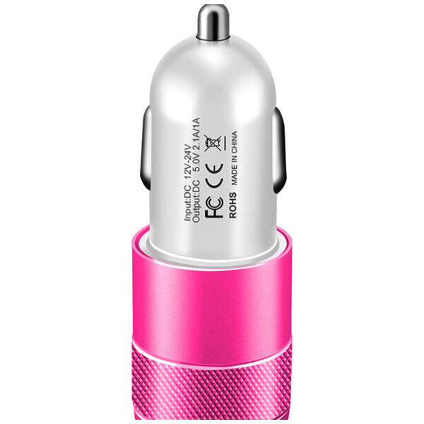 

Автомобильное зарядное устройство Hoco CC-200 2 USB, 2.1A White-Pink
