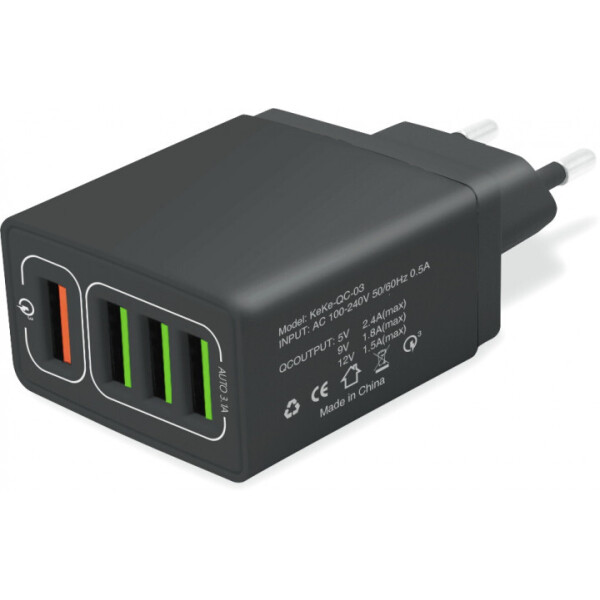 

Сетевое зарядное устройство Hoco QC-405 4 USB, 6.2A Black