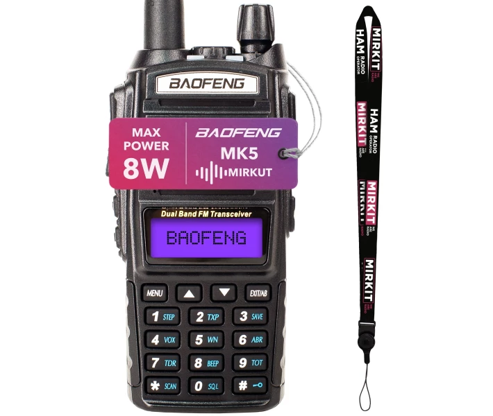 Фото - радиостанцию Рация Baofeng UV-82 MK5 , UHF/VHF, 8 Вт, 1800 мАч + Ремешок на шею