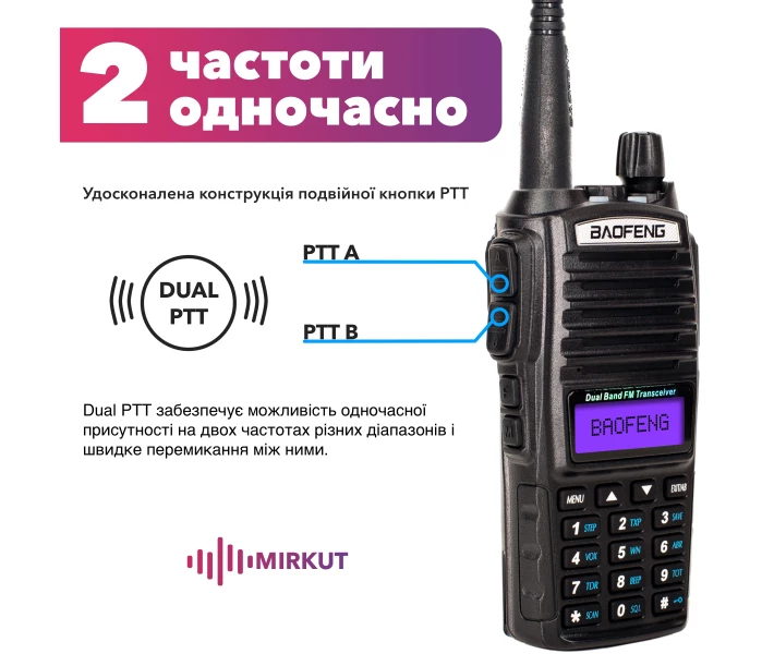 Фото - радиостанцию Рация Baofeng UV-82 MK5 , UHF/VHF, 8 Вт, 1800 мАч + Ремешок на шею