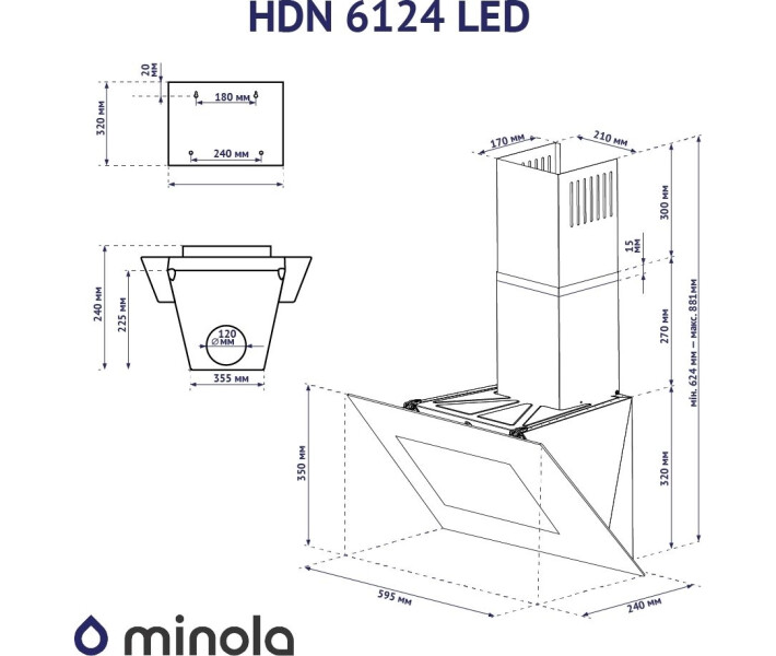 Фото - кухонную вытяжку Кухонная вытяжка Minola HDN 6124 BL LED