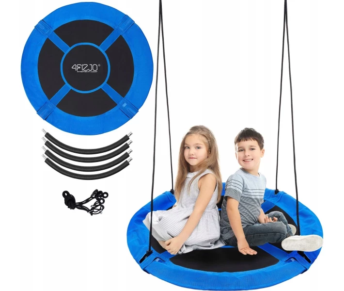 Фото - садовую качелю Качель-гнездо круглая 4FIZJO XL 110 см Black/Blue (P-5907739316677)