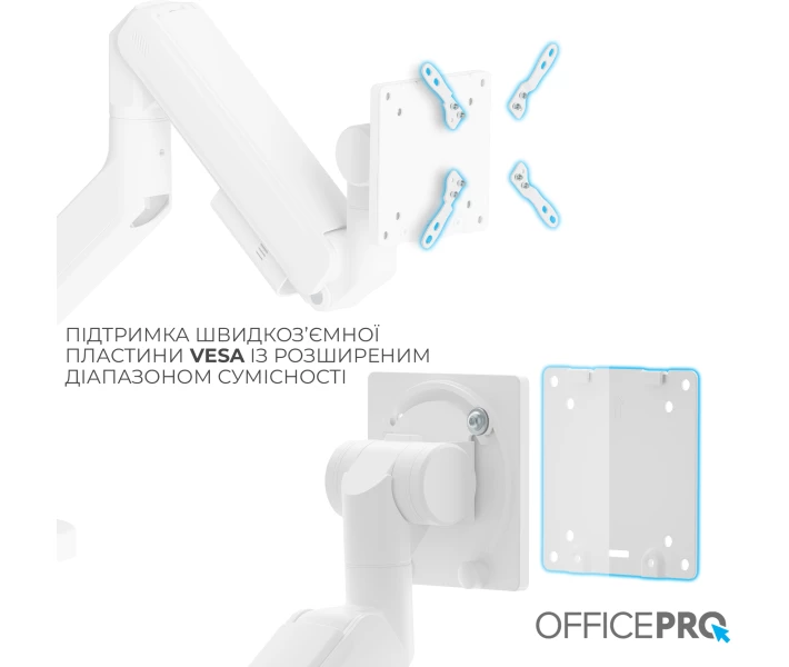 Фото - кронштейн для телевизора Настольный крепеж для монитора OfficePro MA851W Белый