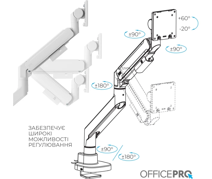 Фото - кронштейн для телевизора Настольный крепеж для монитора OfficePro MA851W Белый