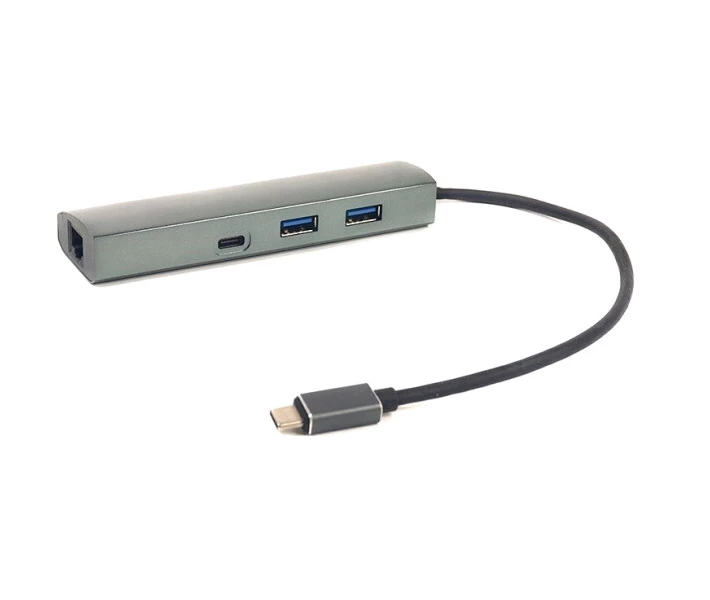 Фото - кардридер USB-хаб PowerPlant USB3.0 + Gigabit LAN Aluminum 3 порта (CA910557)