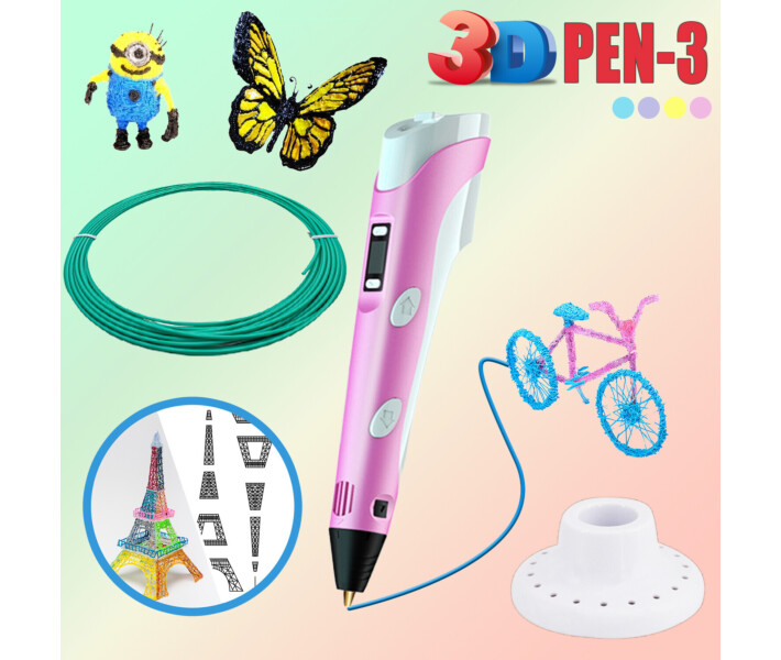 Фото - 3D-ручку 3D ручка c LCD дисплеем и комплектом эко пластика для рисования 3DPen Hot Draw 3 Pink