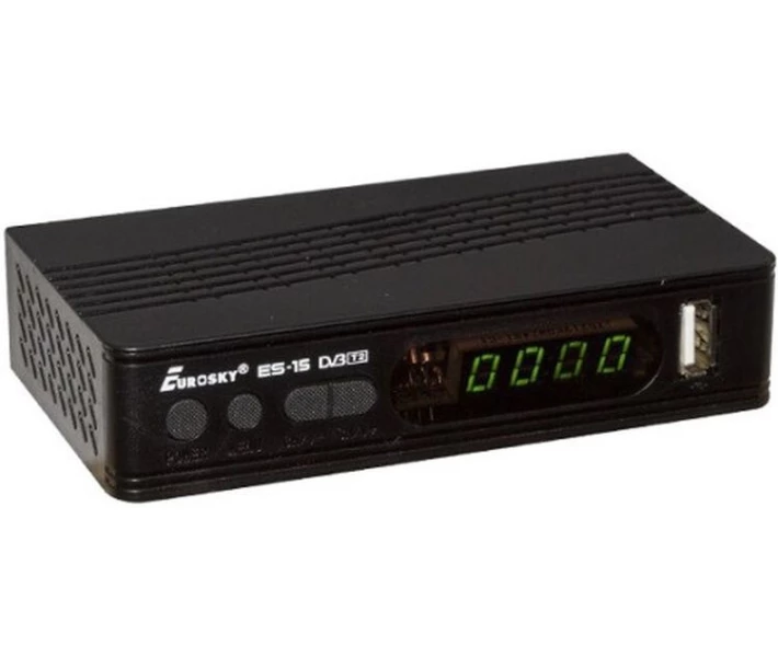 Фото - ТВ-тюнер Комплект Т2-телевидения с тюнером DVB-T2 Eurosky ES-15 и антенной для Т2 комнатной с усилителем A-sus