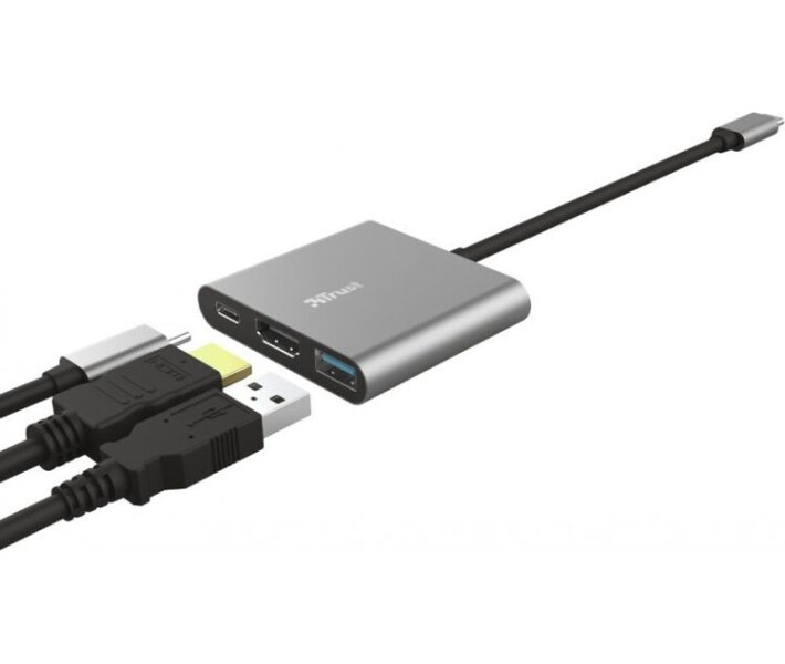 Фото - кардридер Адаптер Type C -> HDMI/Type C/USB Trust Dalyx Aluminium (23772)