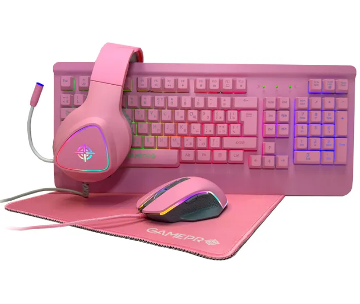 Комплект игровой 4в1 GamePro PINK USB (GS1863) (клавиатура+ мышь +