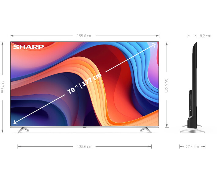 SHARP 32FH2KAW 32-Inch HD Ready Smart Frameless Android TV in White with  Active Motion 400, Freeview Play, Pre-Installed Apps, 3x HDMI & 2x USB:  Amazon.co.uk: Electronics & Photo