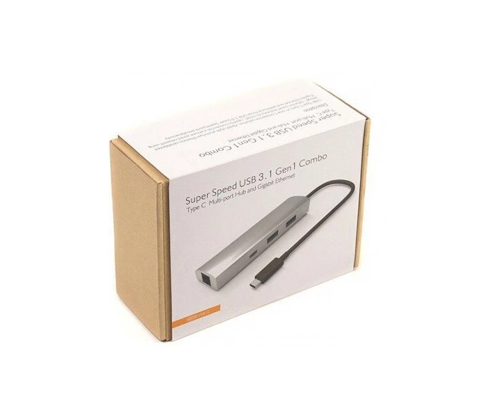 Фото - кардридер USB-хаб PowerPlant USB3.0 + Gigabit LAN Aluminum 3 порта (CA910557)