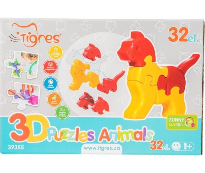Фото - пазл Игрушка развивающая Tigres 3D пазлы Животные (4шт.) - 32 эл. (39355)