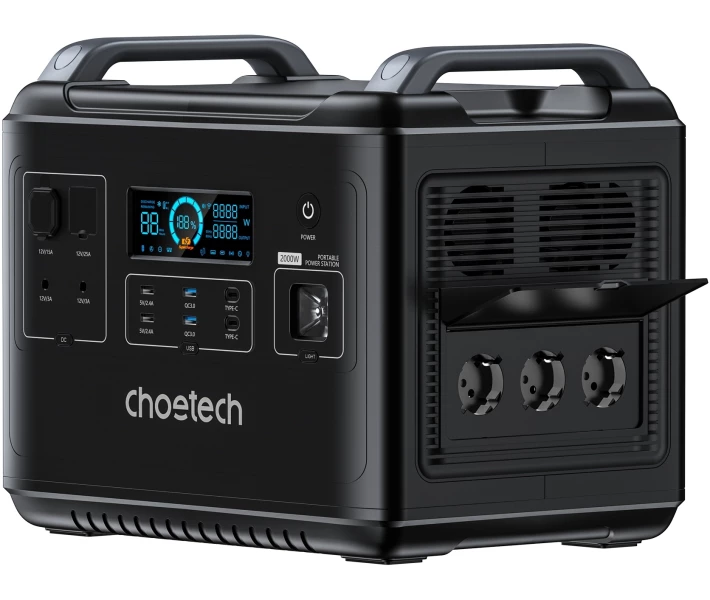 Фото - зарядную станцию Зарядная станция Choetech 2000Вт (BS006-EU-BK) (1605927)