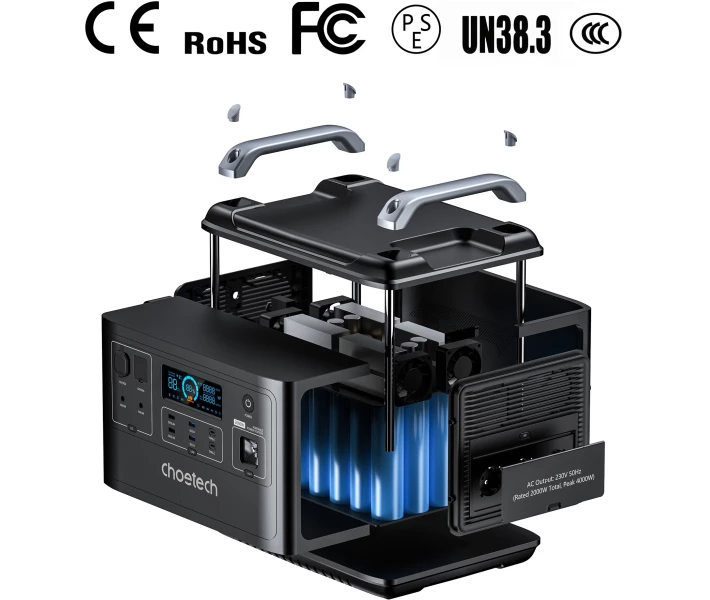 Фото - зарядную станцию Зарядная станция Choetech 2000Вт (BS006-EU-BK) (1605927)