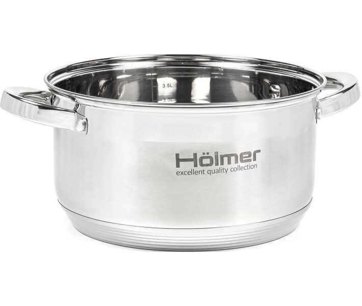 Фото - набор посуды Набор кастрюль Hölmer, нерж.сталь (1.5 л/2.7 л/5 л)(CS-1652-SS)