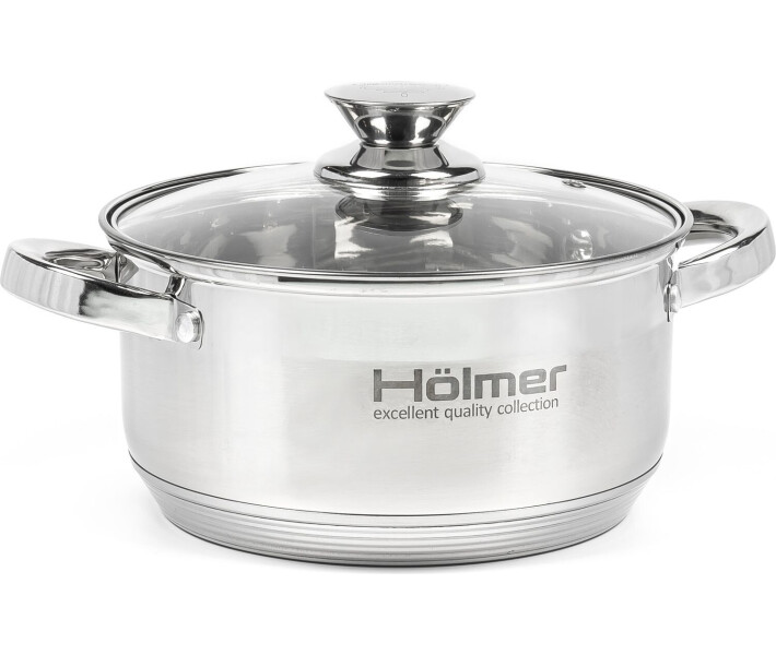 Фото - набор посуды Набор кастрюль Hölmer, нерж.сталь (1.5 л/2.7 л/5 л)(CS-1652-SS)
