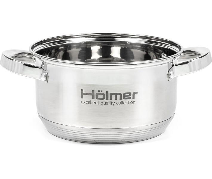 Фото - набор посуды Набор кастрюль Hölmer, нерж.сталь (1.5 л/2.7 л/5 л)(CS-1652-SS)