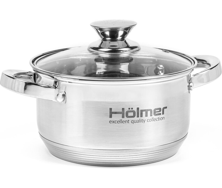 Фото - набор посуды Набор кастрюль Hölmer, нерж.сталь (1.5 л/2.7 л/5 л)(CS-1652-SS)