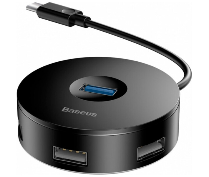 Фото - кардридер Переходник HUB Baseus Round Box Type-C to USB3.0+3USB 2.0 10cm (CAHUB-G01)черн