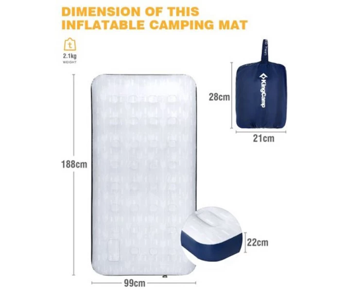 Фото - туристический коврик Надувной коврик KingCamp PUMPAIR BED TWIN(KM3606) BLUE/BEIGE